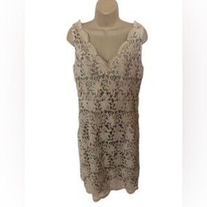 Ann Taylor Sleeveless Ivory Crochet Lined Dress Size 8 NEW